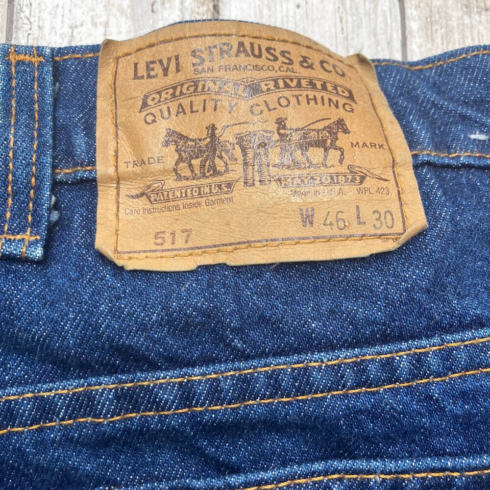 VTG Levi’s 517 Denim Jeans 46x30 (act 44x29) 80s Orange Tab USA‎ Made Straight - Picture 14 of 15